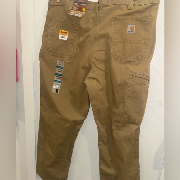 CARHARTT RUGGED FLEX Rigby Dungaree work pants RELAXED 42x30 Hickory Khaki tan - Picture 6 of 7